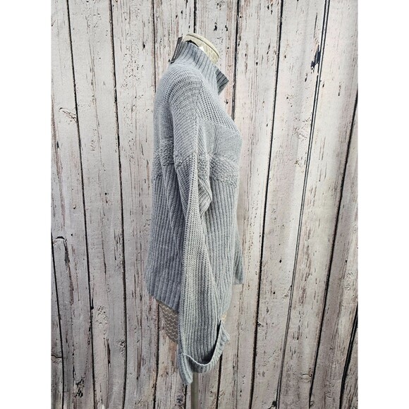 ALK Women's M Express Gray Knit Mock Neck Pullover Sweater W/ Wide Cuff Sleeves - Picture 2 of 8